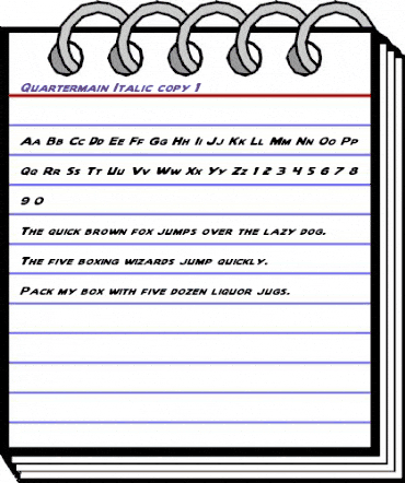 Quartermain Italic Italic animated font preview