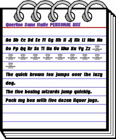 Querino Sans PERSONAL USE Italic animated font preview