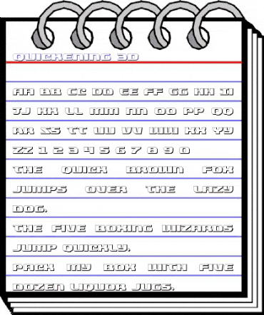 Quickening 3D Regular animated font preview