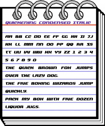 Quickening Condensed Italic Condensed Italic animated font preview