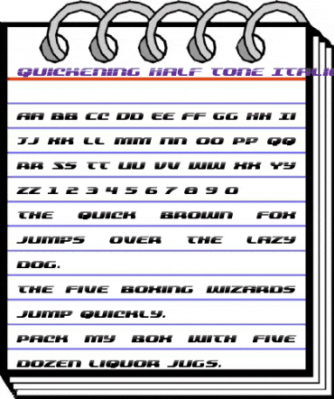 Quickening Half-Tone Italic Italic animated font preview