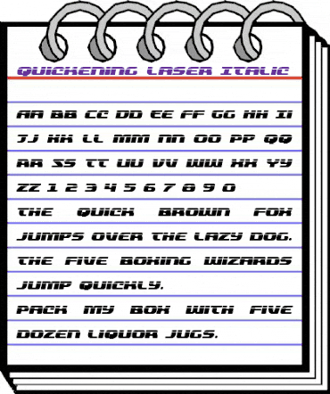 Quickening Laser Italic Italic animated font preview