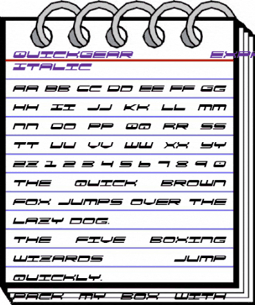 QuickGear Expanded Italic Expanded Italic animated font preview