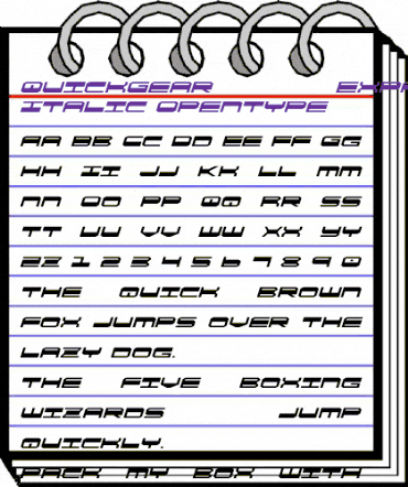 QuickGear Expanded Italic Expanded Italic animated font preview