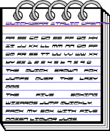 QuickGear Italic Italic animated font preview