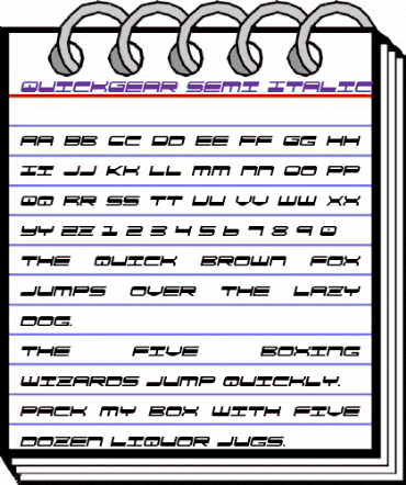 QuickGear Semi-Italic Semi-Italic animated font preview