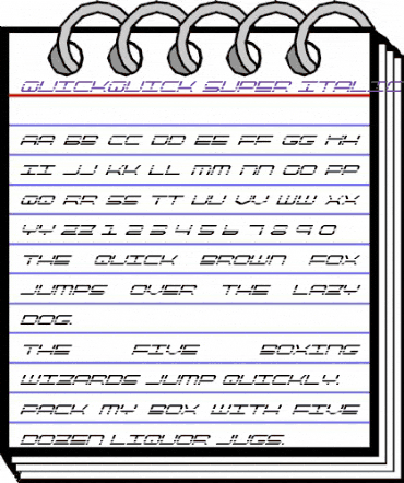 QuickQuick Super-Italic Italic animated font preview