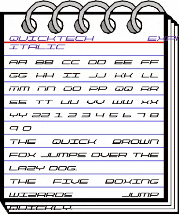 QuickTech Expanded Italic Expanded Italic animated font preview