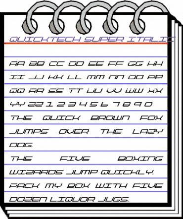QuickTech Super-Italic Italic animated font preview QuickTech Super-Italic Italic animated font preview