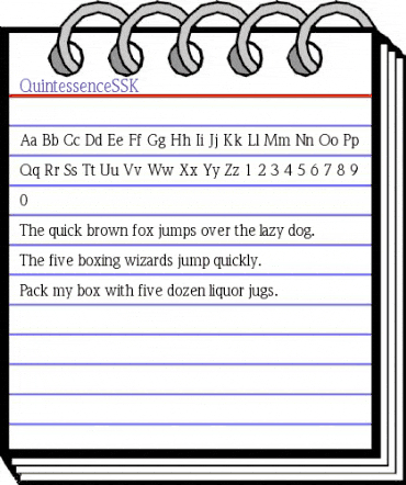 QuintessenceSSK Regular animated font preview