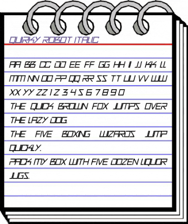 Quirky Robot Italic animated font preview Quirky Robot Italic animated font preview