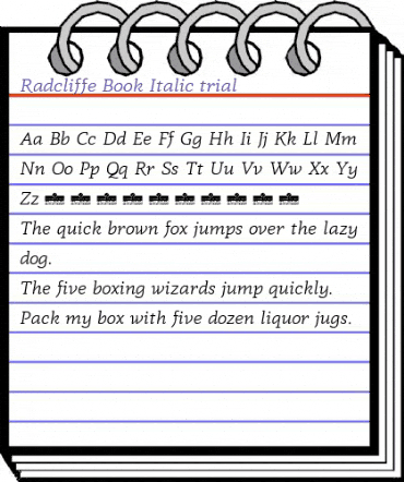 Radcliffe Display Book Italic animated font preview