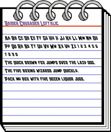 Raider Crusader Leftalic Italic animated font preview Raider Crusader Leftalic Italic animated font preview