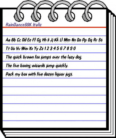 RainDanceSSK Italic animated font preview