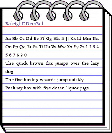 RaleighDDemBol Regular animated font preview