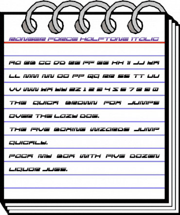 Ranger Force Halftone Italic Regular animated font preview