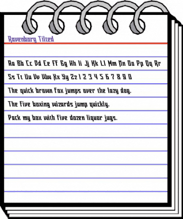 Ravenborg Tilted Regular animated font preview