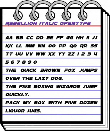 Rebellion Italic animated font preview Rebellion Italic animated font preview