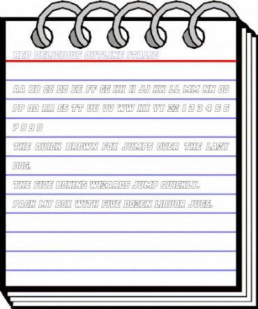 Red Delicious Outline Italic Outline Italic animated font preview