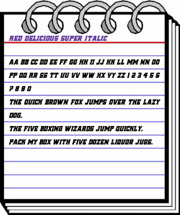 Red Delicious Super-Italic Italic animated font preview