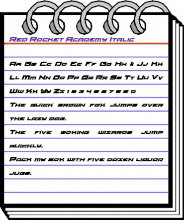 Red Rocket Academy Italic Italic animated font preview