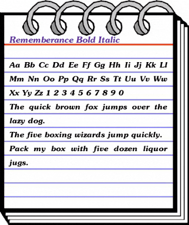 Rememberance-Bold Italic Regular animated font preview