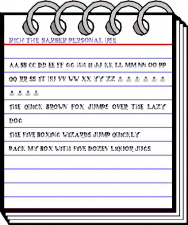 RICH THE BARBER PERSONAL USE Regular animated font preview
