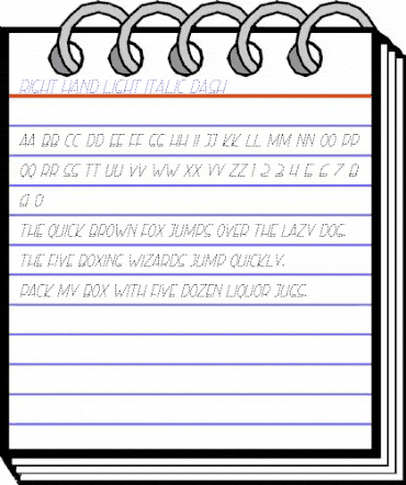 Right Hand Light Italic Dash Regular animated font preview