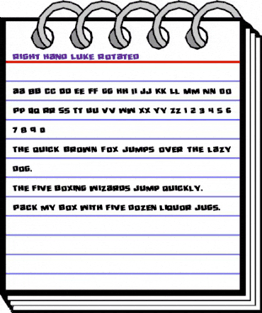 Right Hand Luke Rotated Regular animated font preview