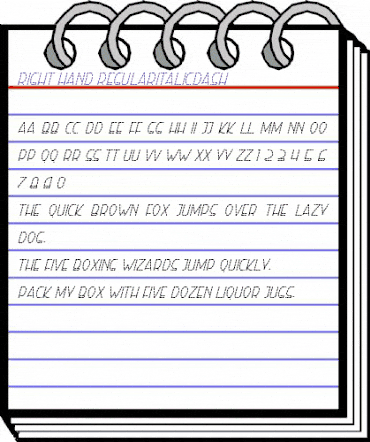 Right Hand RegularItalicDash Regular animated font preview