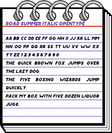 Road Summer Italic Regular animated font preview Road Summer Italic Regular animated font preview