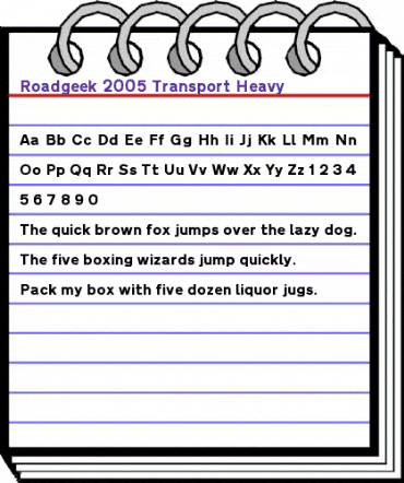 Roadgeek 2005 Transport Heavy Regular animated font preview