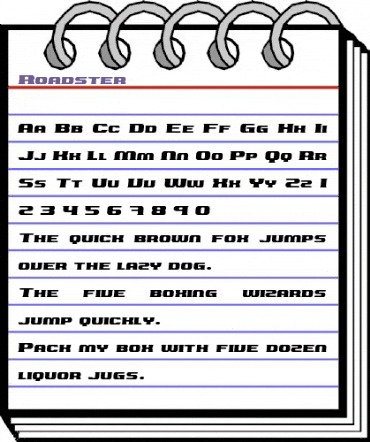 Roadster Regular animated font preview