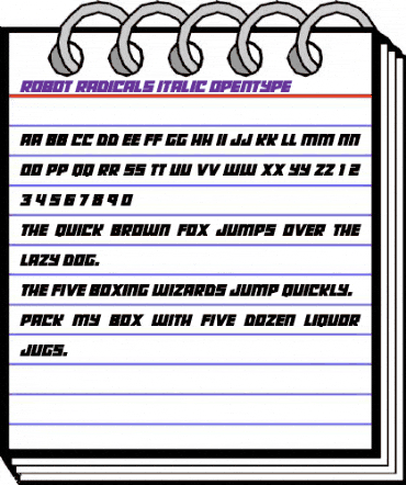 Robot Radicals Italic animated font preview