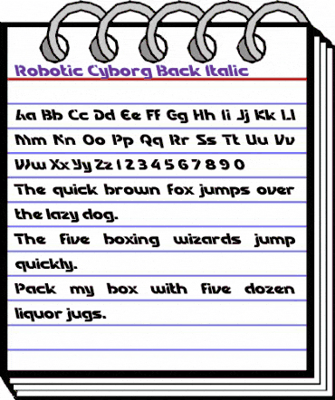 Robotic Cyborg Back Italic Regular animated font preview