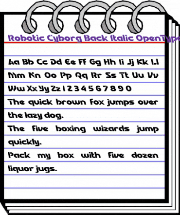 Robotic Cyborg Back Italic Regular animated font preview
