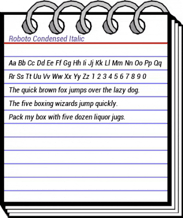 Roboto Condensed Italic animated font preview