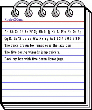 RockyXCond Regular animated font preview
