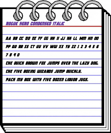 Rogue Hero Condensed Italic Condensed Italic animated font preview