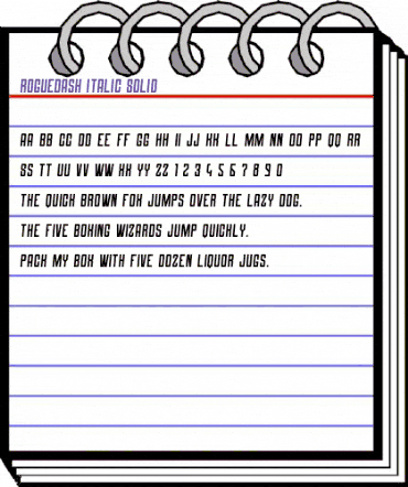 Roguedash Solid Italic animated font preview