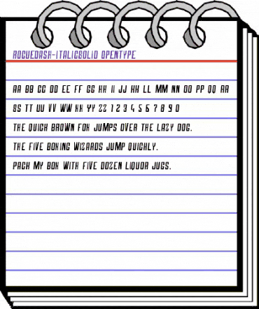 Roguedash Solid Italic animated font preview