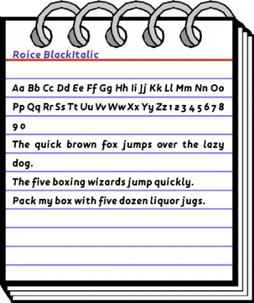 Roice-BlackItalic Regular animated font preview