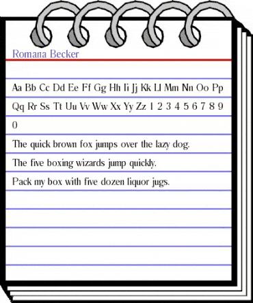 Romana Becker Regular animated font preview