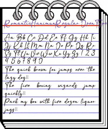 Romantic Hanimun Regular animated font preview