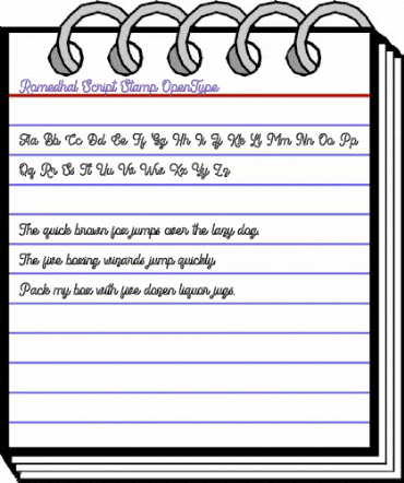 Romedhal Script Stamp Regular animated font preview