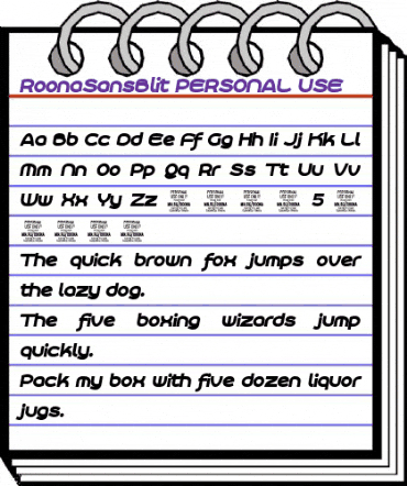 Roona Sans Black PERSONAL Italic animated font preview