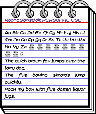 Roona Sans Bold PERSONAL Italic animated font preview