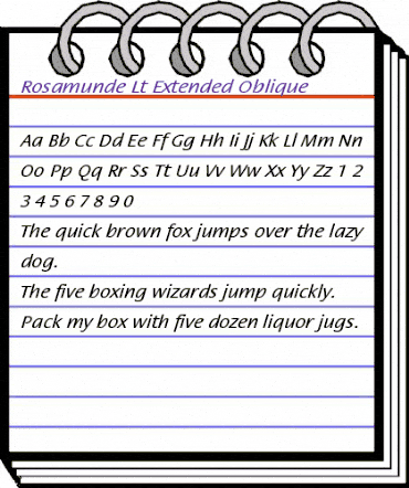 Rosamunde Lt Extended Oblique Regular animated font preview