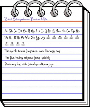 Roses Everywhere Personal Use Regular animated font preview