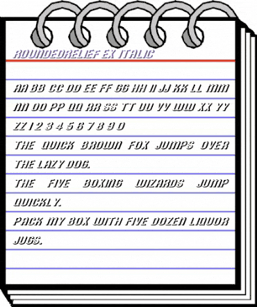 RoundedRelief Ex Italic Italic animated font preview